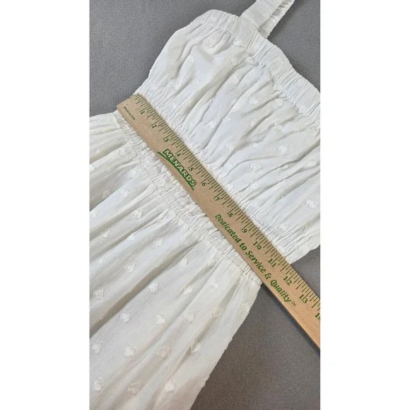 Cleobella Jolene White Organic Cotton Heart Tiered Midi Dress XS Smocked Boho - Picture 4 of 11